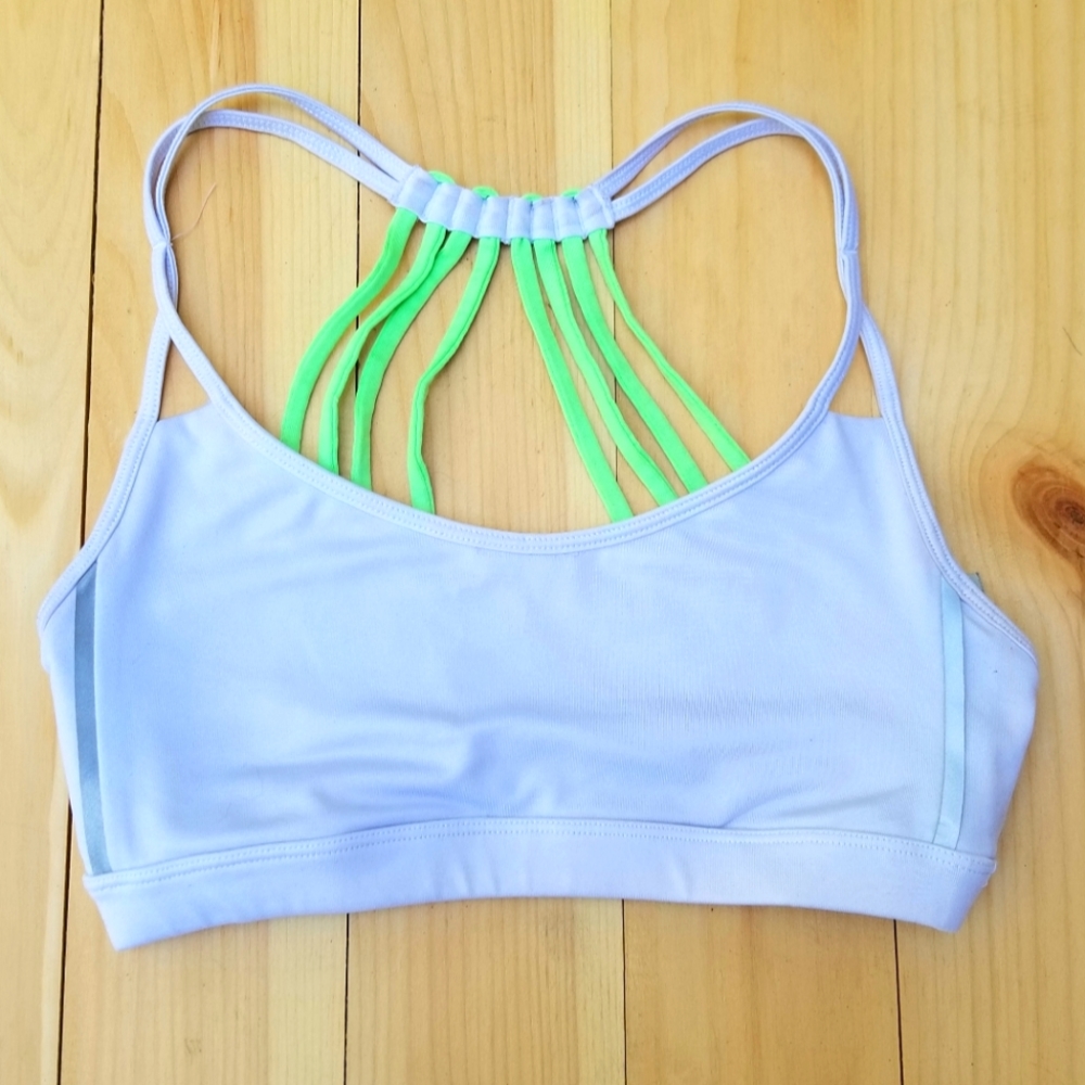 Forever 21 White and Lime Green Sports Bra